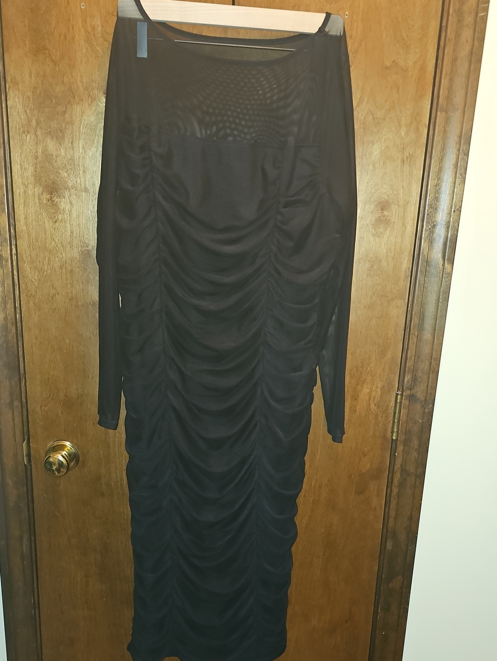 torrid Black Ruched Mesh Maxi Dress